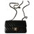 Timeless Solapa clásica rectangular mini Chanel Negro Piel de cordero  ref.174267