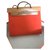 Herbag Hermès Handbags Orange Leather Cloth  ref.174712