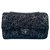 Timeless Chanel Médio tweed swarovski clássico flap bag Preto Lona  ref.174926