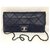 Wallet On Chain Chanel Handbags Navy blue Leather  ref.174936