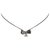 Chanel Silver Ribbon Rhinestone Necklace Silvery Metal  ref.175129
