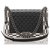 Bolso de solapa acolchado negro mediano Chanel Blanco Cuero  ref.175397
