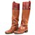 Louis Vuitton riding boots in bicolor camel and burgundy calf leather Brown Dark red  ref.175820