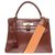 Hermès Hermes Kelly 28 retornado em couro de caixa de conhaque personalizado por oficinas John R Marrom  ref.176967