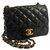 Chanel Timeless flap bag mini square Black Leather  ref.177430