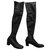 Chanel thigh boots Black Golden Metallic Ebony Bronze Ebony Leather Lambskin  ref.177875
