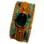 Pulseira de punho Hipanema com miçangas coloridas e pedra esmeralda tamanho médio Multicor  ref.178485