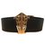 Chanel Cinturones Negro Dorado Cuero Metal  ref.179312