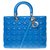 Borsa Christian Dior modello grande in pelle cannage blu royal, Garniture en métal argenté  ref.180077
