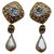 Vintage Chanel Gold Tone Rhinestone Faux Pearl Drop Clip-On Earrings Golden Metal  ref.180536