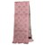 Sciarpa Louis Vuitton Logomania rosa Pink Seide Polyester Wolle  ref.181355
