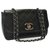 Bolso de hombro de cadena con forro Chanel Matelasse Negro Cuero  ref.181997