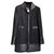 Chanel cappotto rifinito in pelle Nero Lana  ref.182206