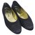 Chanel Zapatillas de ballet Negro Cuero Satén  ref.182872