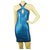 PINKO Blue Stretch Bodycon Mini Length Viscose Elastan Sleevless Dress sz M Polyester Elastane  ref.183245
