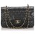 Chanel Black Classic Medium pele de carneiro forrado Flap Bag Preto Couro  ref.183443