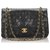 Chanel Black Classic Medium pele de carneiro forrado Flap Bag Preto Couro  ref.183447