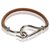 Hermès Hermes Brown Leather Jumbo Hook Bracelet Silvery Metal Pony-style calfskin  ref.183524
