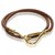 Hermès Hermes Brown Leather Jumbo Hook lined Tour Bracelet Golden Metal Pony-style calfskin  ref.183588