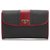 Yves Saint Laurent YSL Black Woven Flap Clutch Bag Schwarz Rot Leder Kunststoff Kalbähnliches Kalb  ref.183689