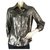 Christian Dior Boutique Anthracite Gray Linen Shiny Button Down Shirt Top Sz 36 Dark grey  ref.184035