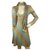 Missoni Sport Ecaille Green Blue Stripes Wool Knitted Dress & Scarf size 42 Multiple colors  ref.184081