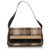 Burberry Brown Check Wool Shoulder Bag Black Leather Pony-style calfskin Cloth  ref.184325