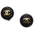 Chanel Black CC Quilted Clip-On Earrings Golden Metal  ref.184665