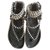 Isabel Marant sandali Nero Bianco Pelle Corda  ref.184911