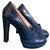 Robert Clergerie Pumps with high heels Navy blue Leather  ref.185079