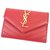 Autre Marque YSL Red Small Monogram Envelope Wallet Rot Leder Kalbähnliches Kalb  ref.185651