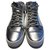 Chanel White & Silver Sneakers, Taille 40. Ausgezeichnet état . Silber Weiß Leder  ref.185985