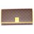 Céline CELINE vintage wallet Macadam Brown Beige Leather Cloth  ref.186161