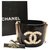 Bracelet manchette Chanel CC perle noire  ref.186379