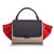 Céline Celine Brown Small Tricolor Trapeze Satchel Red Suede Leather Pony-style calfskin  ref.186481