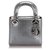 Dior Silver Micro Cannage Lady Dior Silvery Leather Pony-style calfskin  ref.188013