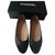 CHANEL Black leather ballerinas with patent leather tips very good condition T39C UNIFORM  ref.188213