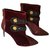 Balmain Ankle Boots Dark red Leather  ref.188524