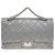 Chanel splendido 2.55 Riedizione in pelle trapuntata grigia, Finiture in metallo argento invecchiato Grigio  ref.189149