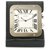 Cartier Silver Santos de Cartier Travel Alarm Clock Black Silvery Leather Steel Metal Pony-style calfskin  ref.189757