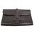 Hermès Hermes vintage Jige clutch in brown grained leather. Cuir Marron  ref.190149