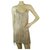Badgley Mischka Nude Silk Fully Beaded Sequins Spaghetti Straps Mini Dress sz 8 Beige  ref.190172