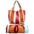 Sac +serviette Chanel plage neuf Coton Rose Blanc Multicolore Orange  ref.190235