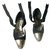 CHANEL Ballerinas black fabric and gold leather T36,5 Cloth  ref.190520