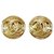 Brincos Chanel Vintage Rodada Clip Dourado Banhado a ouro  ref.190909