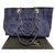 Chanel lantejoulas dos azuis marinhos bolsa tote grande Azul escuro Lona  ref.191533