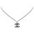 Chanel Silver CC Necklace Black Silvery Metal  ref.191579