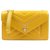 Petit sac à rabat inversé Chevron jaune Chanel Cuir Métal Doré  ref.192796