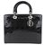 Dior Black Cannage Patent Leather Lady Dior Satchel  ref.192803