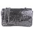 Chanel Silver Medium Pailletten Flap Bag Silber Polyester Kunststoff Tuch  ref.192872